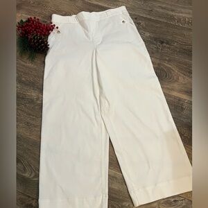 Spanx White Sz XL Sailor Style Stretch Twill Wide Leg Crop Pants High Waisted